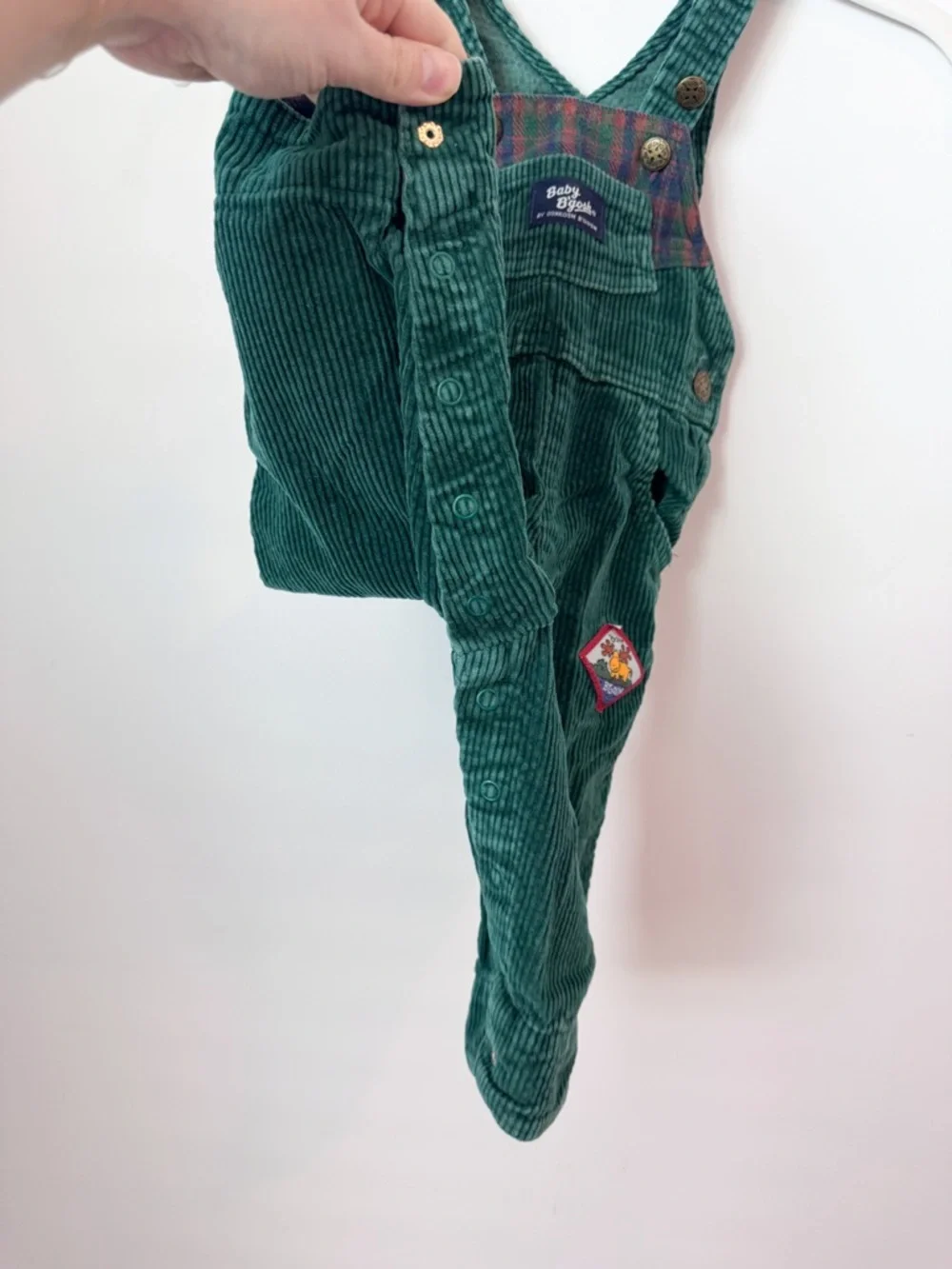 Vintage OshKosh B'gosh emerald green corduroy toddler overalls
